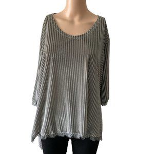 Bird & Vine Los Angeles Made in USA Gray Velour Ribbed Size L Top
